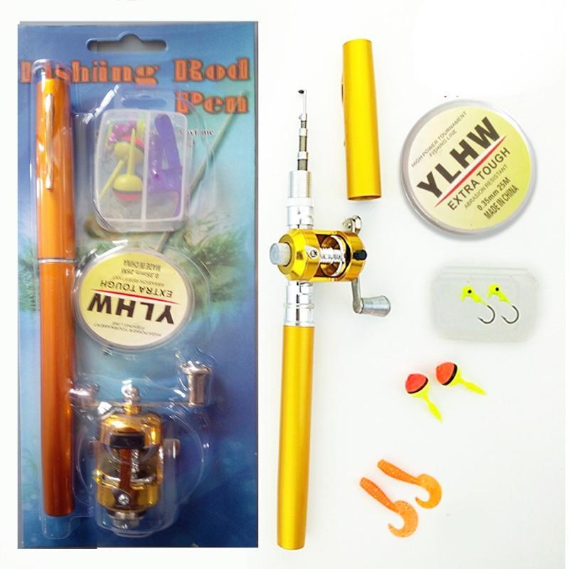 Mini Joran Pancing Pulpen 100Cm Fishing Rod Pen Outdoor Ultralight Telescopic Portable With Reel Whe