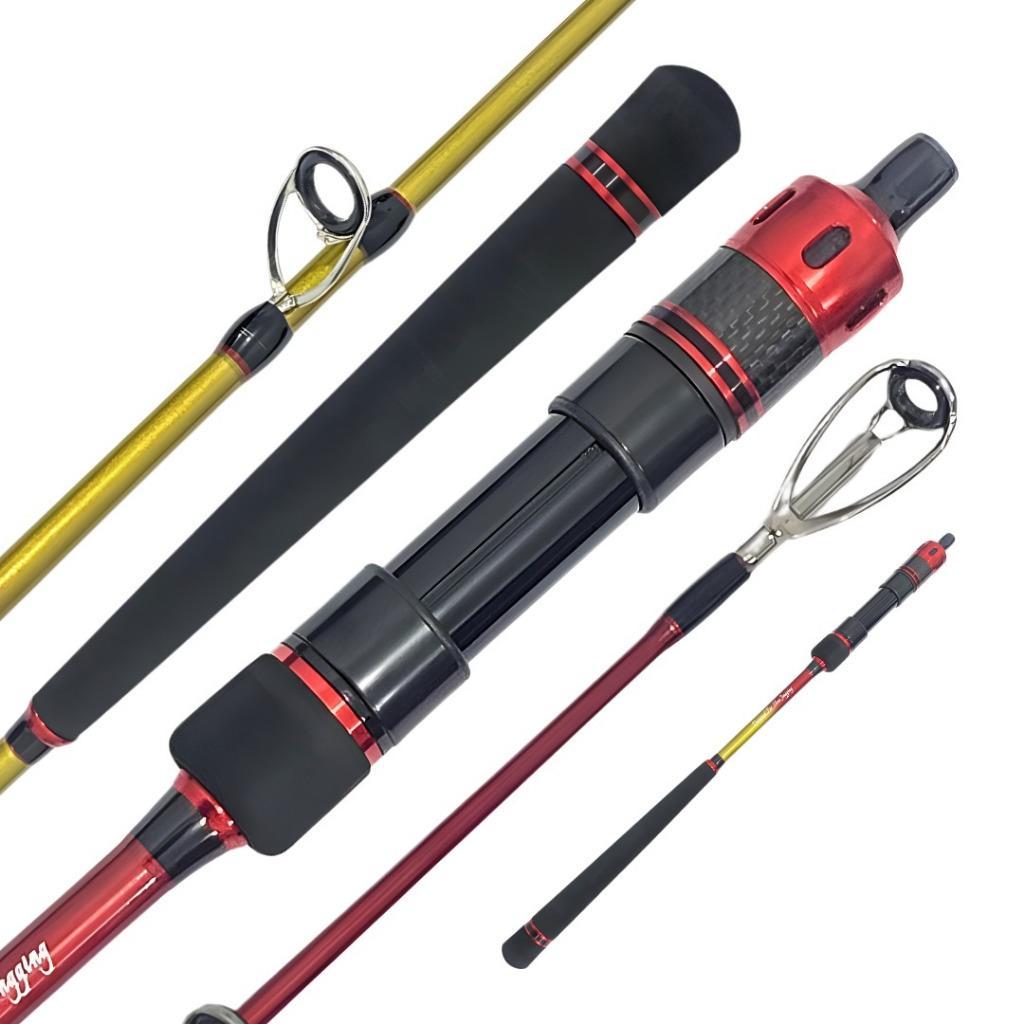 Aquapro Paket Set Joran Jigging Addict 2 Section Carbon Solid Medium Ring Fuji Dengan Reel Pancing