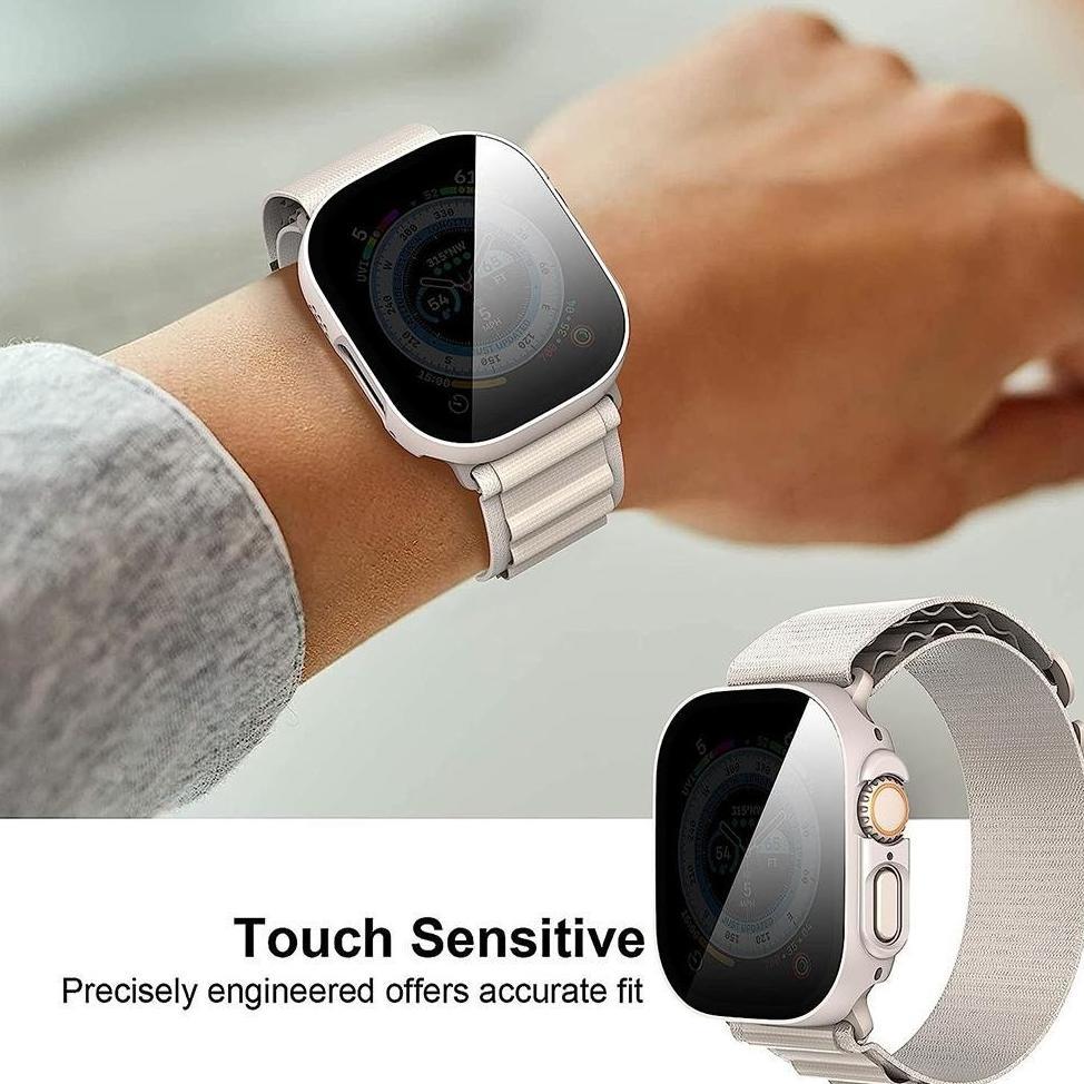 TERBARU Anti Peeping Pc Case Tempered Glass Case for Apple Watch Ultra 3 2 49mm IWatch 40mm 41mm 44m
