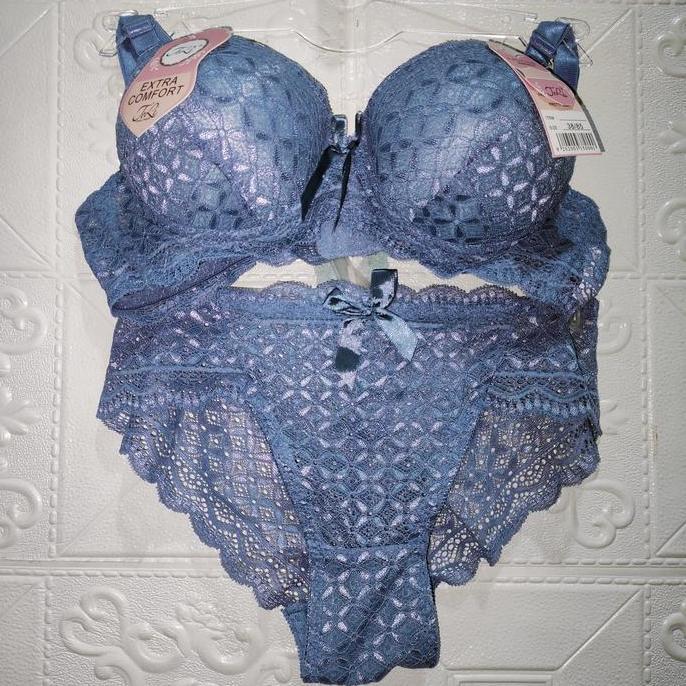 LA18 }} Bra Set //COD;pakaian dalam wanita  terlaris  busa renda impor Quality Setelan Bh Motif paka