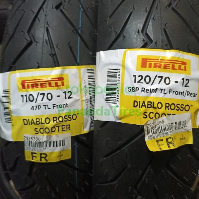 Terlaris Paket Ban Motor Pirelli Diablo Rosso Scooter 110/70 R 12 & 120/70 R 12