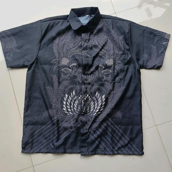 Xxxy- Kemeja Batik Pria Lengan Pendek Kelabang Motif Katun Katun Kain Kerja Keren Mewah Baju Santai 
