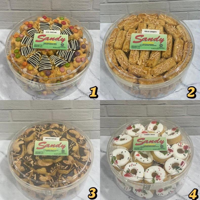 SANDY COOKIES REG (HIJAU) TOPLES TIN SEDANG (Exp PANJANG) NASTAR / KASTENGEL / SAGU KEJU / LIDAH KUC