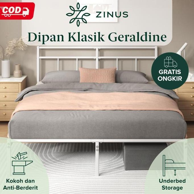 Nandiaoktaverisyah - Zinus Tempat Tidur Ranjang Besi Geraldine / Warna Putih / Dengan Sandaran / Eas
