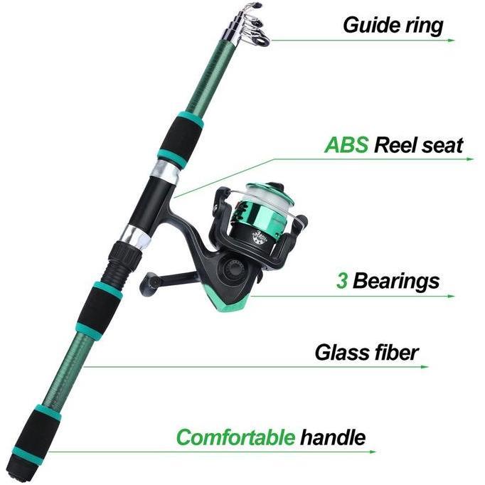 Fishx- Set Peralatan Pancing Multi-Ikan Pancing Laut Roda Ikan Dan 1.8M Joran Pancing Dua Potong Set
