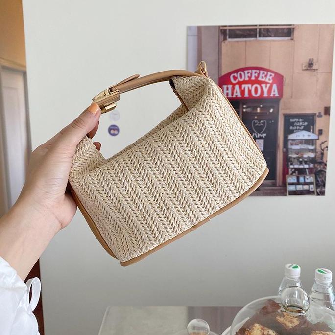Tas Wanita Selempang Kulit Straw Bag Pesta Elegan Mewah LM