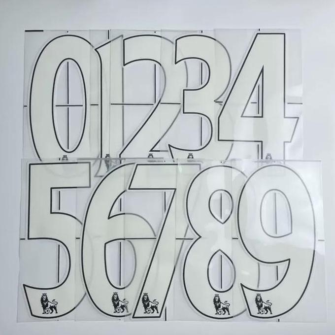 Pootbol- Nameset Hk Font Epl Liga Inggris 07/13 Putih White Velvet Flock
