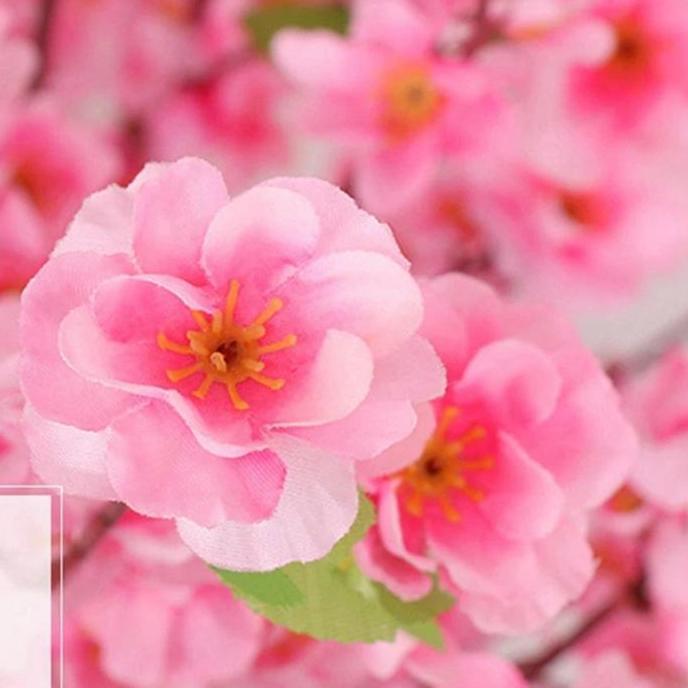 Flowpick- Bunga Simulasi Sakura Buatan Plastik 65Cm - Merah, Putih, Pink, Kuning, Ungu Bunga  Sakura