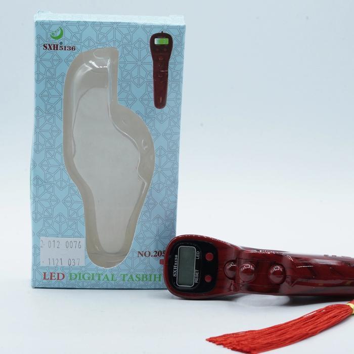 (Terbaru) Tasbih Digital Ibadah Doa Zikir Muslim Lampu Led Premium - Merah Kayu Red Wood - Sxh5136 -