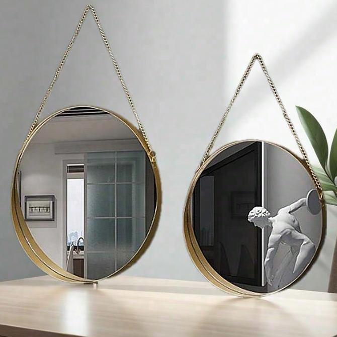 NEW - Cermin Dinding Bulat Gold Kaca