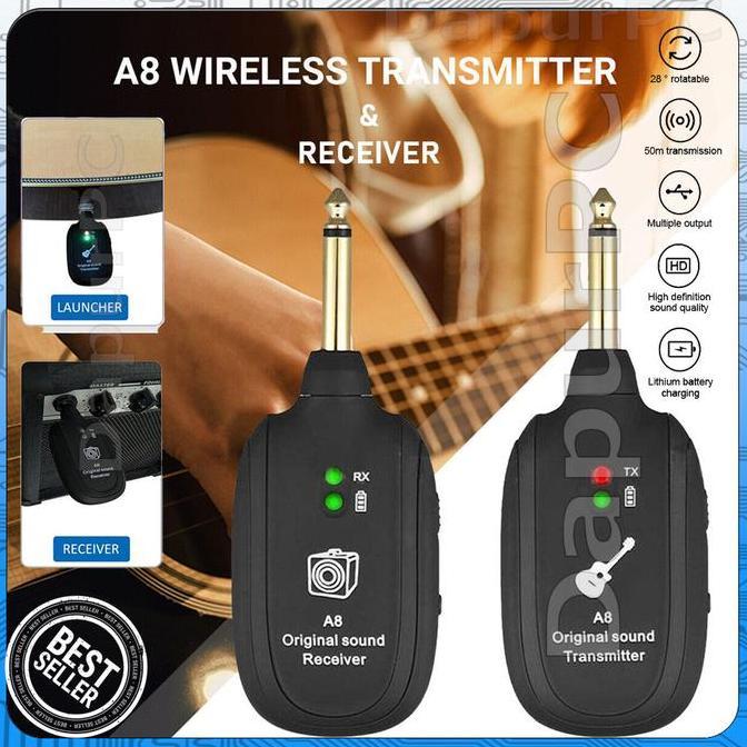 A8 Gitar Transmitter Receiver UHF Wireless System