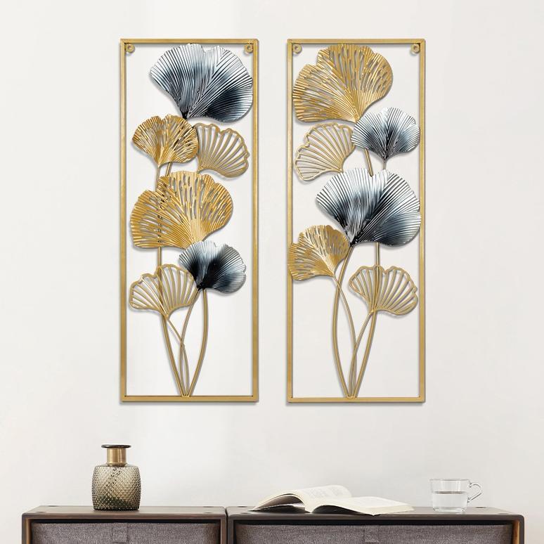 Hiasan Dinding mewah Frame Metal Gold  Leaf Ginko Scandinavian/ Nordic / Ornaments Wall Decor Set