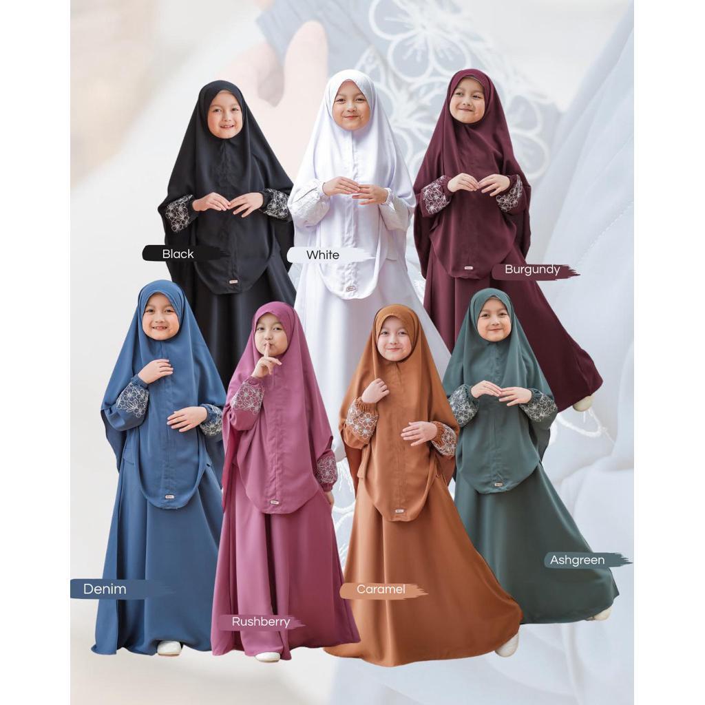 Umma.Daily | Rayhana Abaya Set | Gamis Bordir Set Bergo Free Cadar | Gamis Anak Perempuan Usia 3-12 