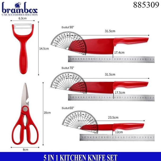 HIGH QUALITY Pisau Dapur Set 5in1 Kitchen Knife Set (TERBAIK) (TERBARU) (TERMURAH)