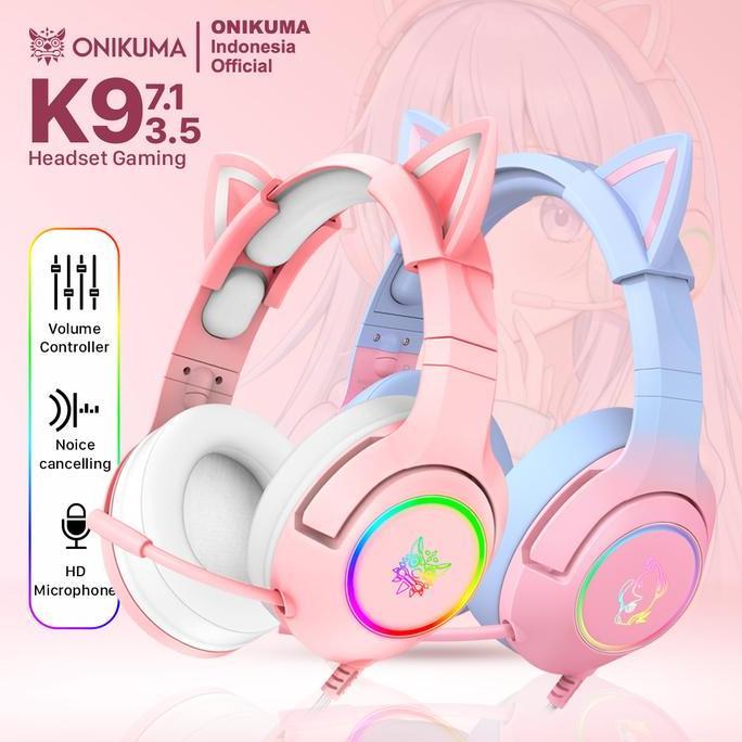 Funfake- Headset Gaming Onikuma K9 7.1 All Surround Sound-Headset Gaming Cute-Headset Kucing-Headset