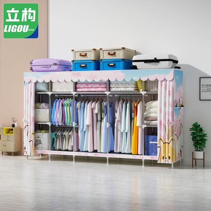 Lemari Pakaian 20MM Pipa Lemari Pakaian Portable Tabung Baja Perlindungan Debu Lemari Pakaian Anak