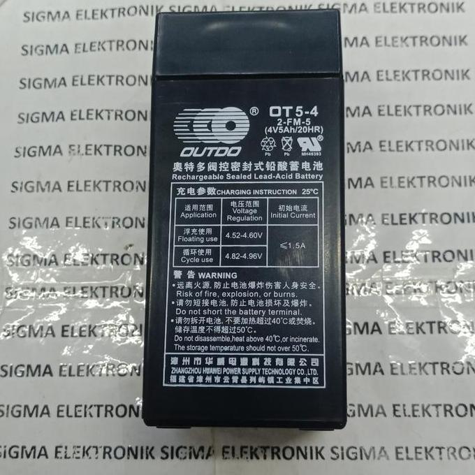 TERMURAH - ACCU / AKI KERING OUTDO 4 VOLT 5 AH. DIMENSI UKURAN 4 VOLT 4 AH