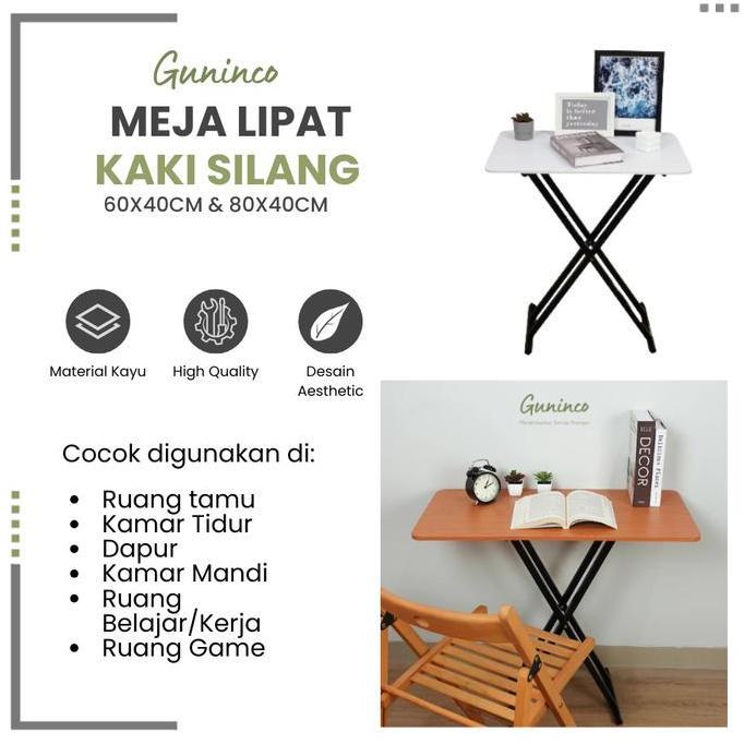 PROMO - Guninco Meja Lipat Portable - Meja Konten Aesthetic - Meja Belajar - Meja Buat Jualan - Meja