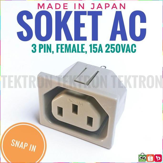 Terbaru (1) Soket AC Komputer Female Snap In UPS Konektor Line Made in JAPAN ORI tek70n Buru Order