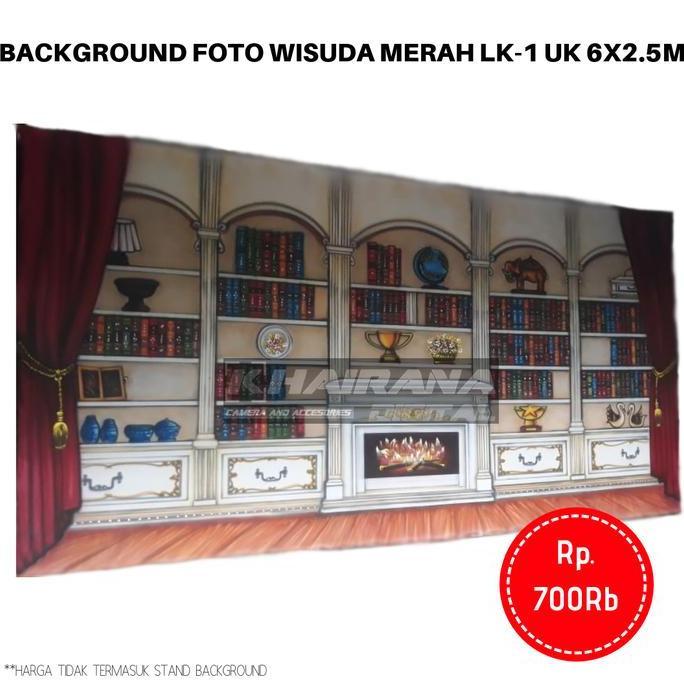 NEW Background Backdrop Layar Foto Wisuda gorden merah rak Besar 6mx2.5m
