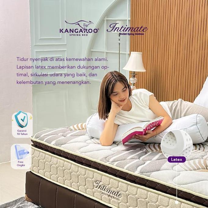 Kangaroo - Kasur Pocket Spring Bed Intimate - 100% Natural Latex / Motion Isolation / Pillow Top - 1