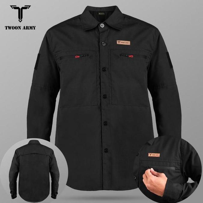KEMEJA TACTICAL TWOON ARMY - KEMEJA PRIA OUTDOOR Nyaman Formal Casual Panjang Baju Coklat