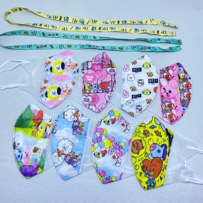 Masker ANAK DUCKBILL 3ply motif kids earloop 3 lapis i-Care - Putih Polos