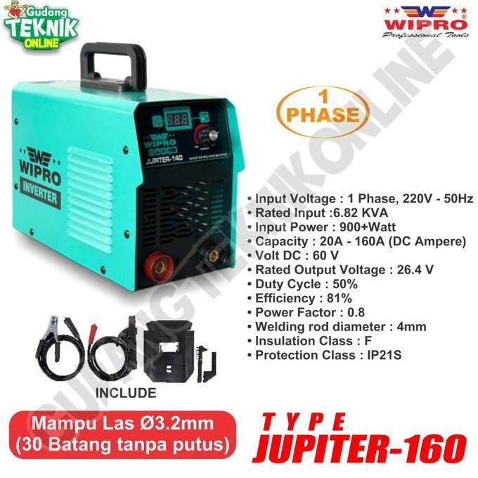 DHEALOKA Mesin Las WIPRO JUPITER-160DC 160A DC / Mesin Las Listrik Travo Trafo Inverter Welding 160 