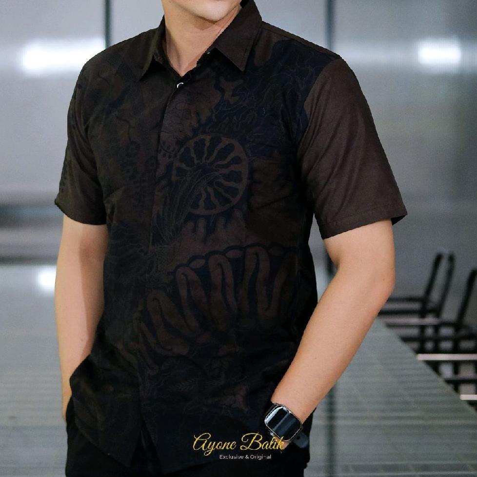 Sale Ayone Batik Kemeja Batik Pria Lengan Pendek Terbaru Bahan Katun Halus Sudah Lapis Furing Adem D