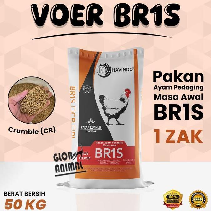 VOER AYAM BR1S ZAK 50KG pakan ayam pedaging karung 50 kg