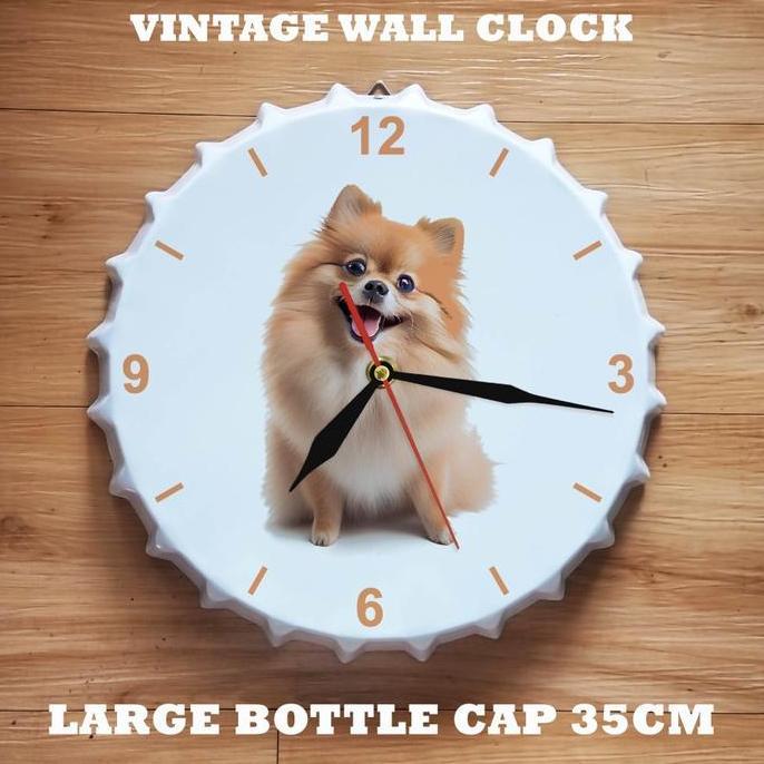 Promo Jam Dinding Enamel Motif Tutup Botol Jumbo Dog Lover Jam Pajangan Dinding Plat Besi Klasik Vin