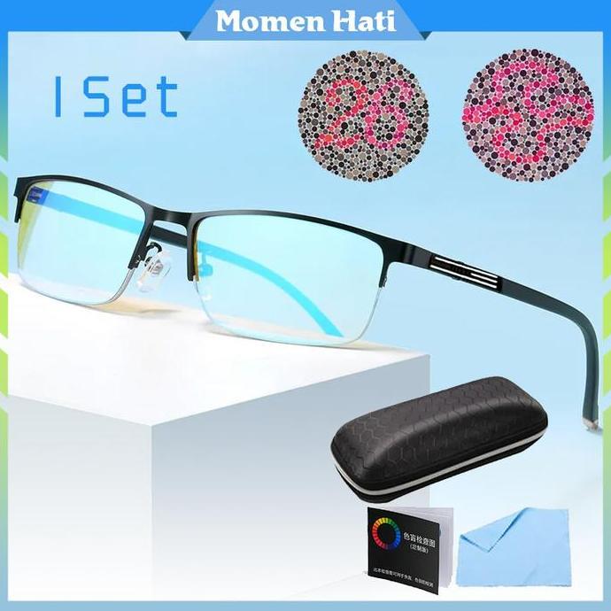 MIOSHINOCHE Set Merah Hijau Kaca Mata Buta Warna Parsial Dengan Kartu Tes