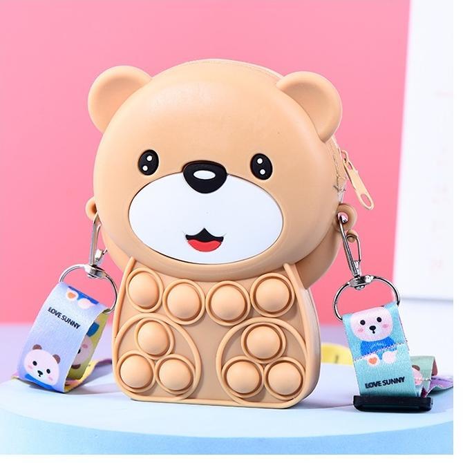 Premium Tas Pop It Anak Tas Selempang Pop It Teddy Bear / Pikachu / Happy Cat
