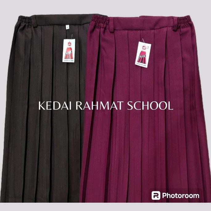 Rok Sekolah Pramuka SD Pendek Rempel Merah Hati Tua Maroon Coklat Tua Bahan Rapilo
