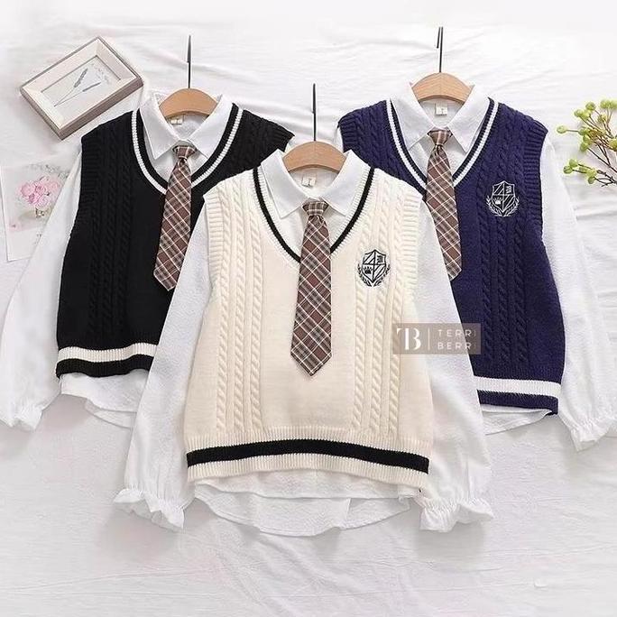 Ha-Young 3in1 [ PREMIUM VERSION ] Seragam Sekolah Korea | Korean School Uniform | Atasan Kemeja Vest