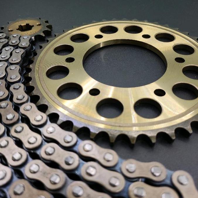Gear Gir Set Paket Vixion Old Vixion New 2006-2016 Gearset Gigi Tarik Rantai Roda Model Sss Gold Kua