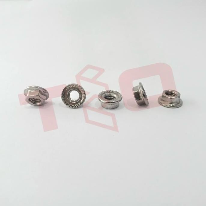 Flange Nut M8 Stainless Steel 304 - Mur Flange M8 Ss304 - Mur Otomotif 8mm TERBAIK