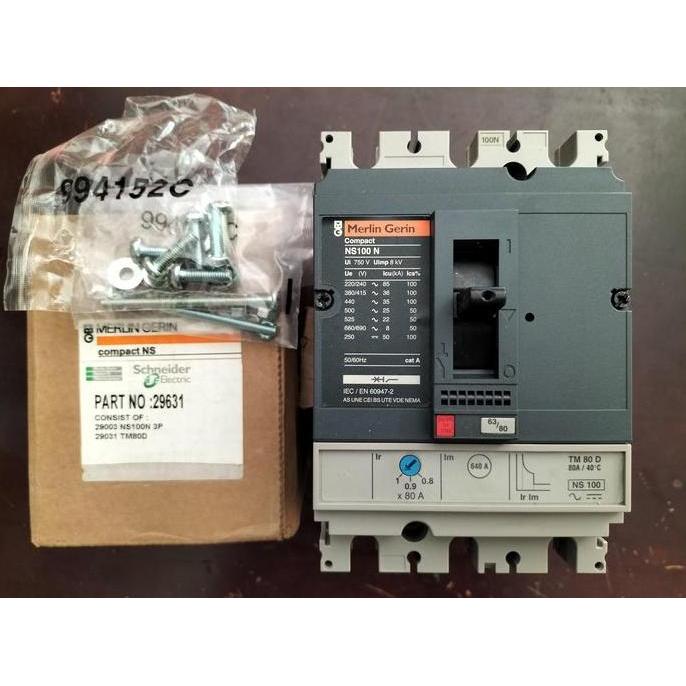 Schneider Mccb Ns100N 3P Tm80D Termurah
