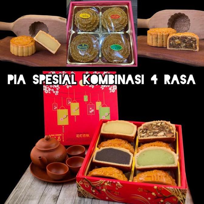 KUE BULAN PIA JUMBO KOMBINASI 4 RASA TAUSA ORI GOJIN TAUSA HITAM PANDAN SAUCHONG SINGKAWANG ARG