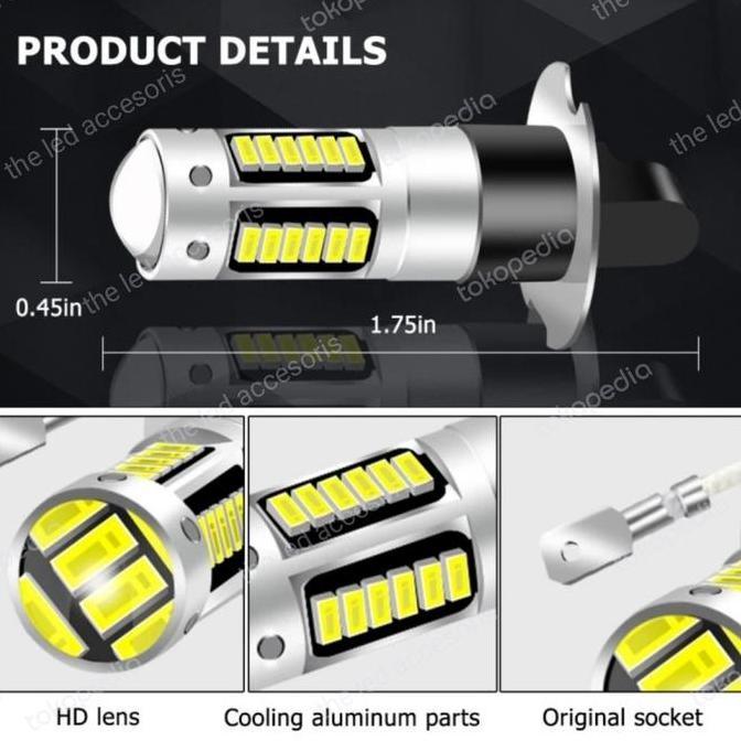 LAMPU LED FOGLAMP H3 DENGAN 30 CHIP 4014 25 WATT ORANGE YELLOW