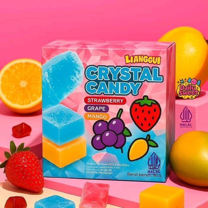 [Lianggui] Crystal Candy Strawberry,Grape, Mango, Permen Lunak Aneka Rasa Buah, Mangga, Jeruk, Anggu
