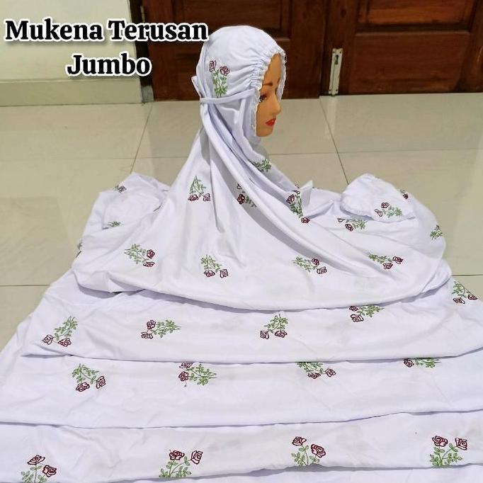 MUKENA TERUSAN SUPER JUMBO BORDIR BUNGA MAWAR TANGKAI daily sesuai gambar
