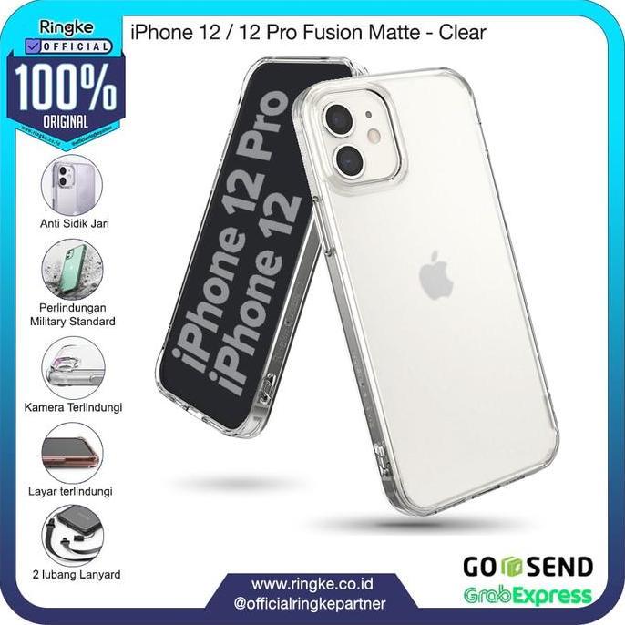 Ayaya- Ringke Casing Compatible For Iphone 12 / 12 Pro Fusion Matte Clear Bening Case No Yellowing T