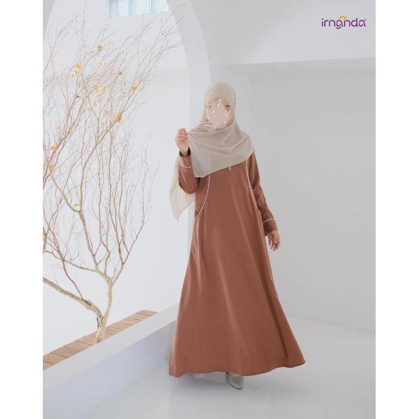 Irnanda Hanna Dress Gamis basic Polos wanita Bahan Madeline Simple Kantong Wudhu Busui Friendly Musl