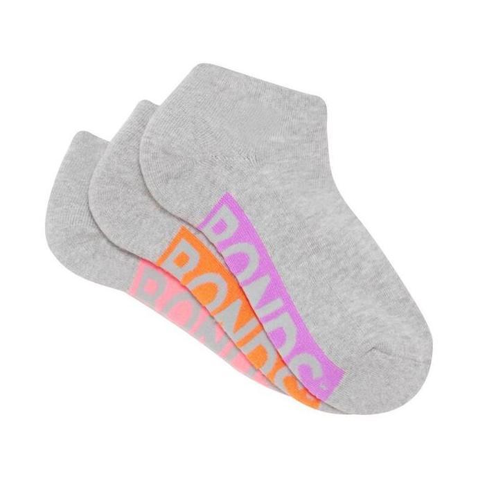 Bonds Womens Logo Cushioned Low Cut Socks 3 Pack - kaos kaki bonds wanita - Grey 3 Pack