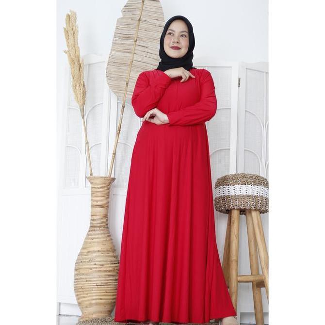 GAMIS JERSEY POLOS PREMIUM SUPER JUMBO XXXL TEBAL ADEM BAJU GAMIS DRESS MAYUNG LENGAN PANJANG MUSLIM
