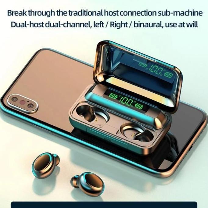 HEADSET BLUETOOTH TWS F9-5 EARPHONE HEADSET BLUETOOTH SMART DISPLAY WITH POWER BANK