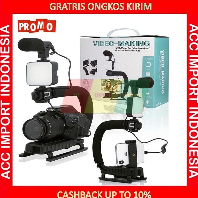 sswwgudang - paket vlog vlogger smartphone live kamera stabilizer mic led youtuber