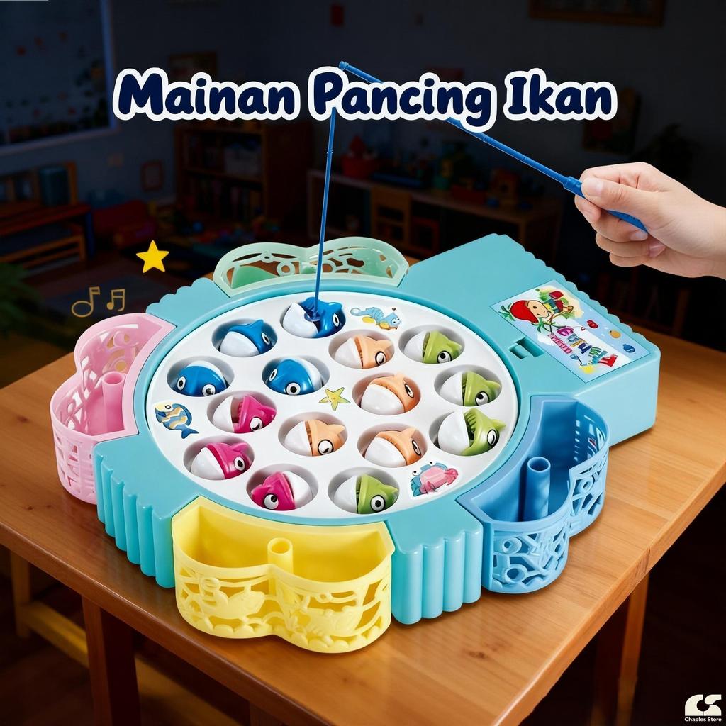 Mainan Pancing Ikan Elektrik Fishing Game 15 Ikan Dengan Musik