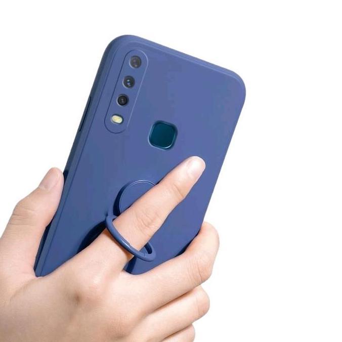 casing  untuk Vivo Y12 Y15 Y17 Case Candy Ring Stand Bracket Tali Holder Silikon Casing Cover